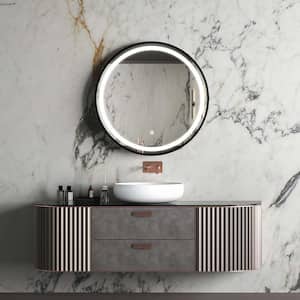 24 in. W x 24 in. H Round Framed Waterproof LED Wall Mount Bathroom Vanity Mirror with Defogging and Memory Function