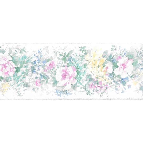 Dundee Deco Falkirk Brin Flowers Pink, Green, Yellow, Blue Wallpaper Border