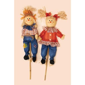 32 in. Boy and Girl Scarecrow (Set of 2) 2143 - The Home Depot