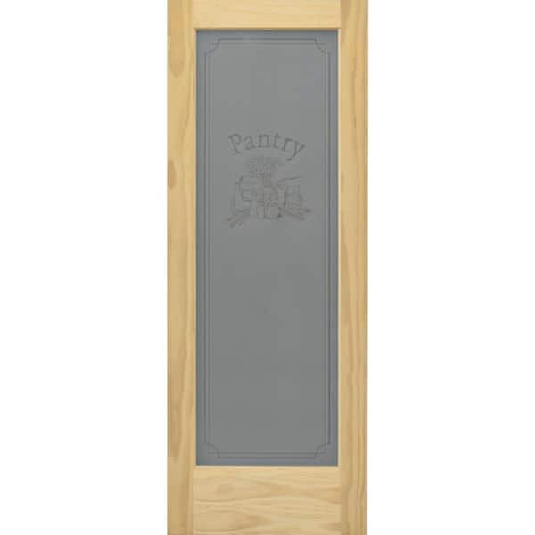 30 in. x 80 in. Pantry Wood Full Lite Unfinished Pine Interior Door Slab