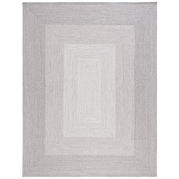 SAFAVIEH Braided Gray 8 ft. x 10 ft. Machine Washable Ombre Border Area Rug