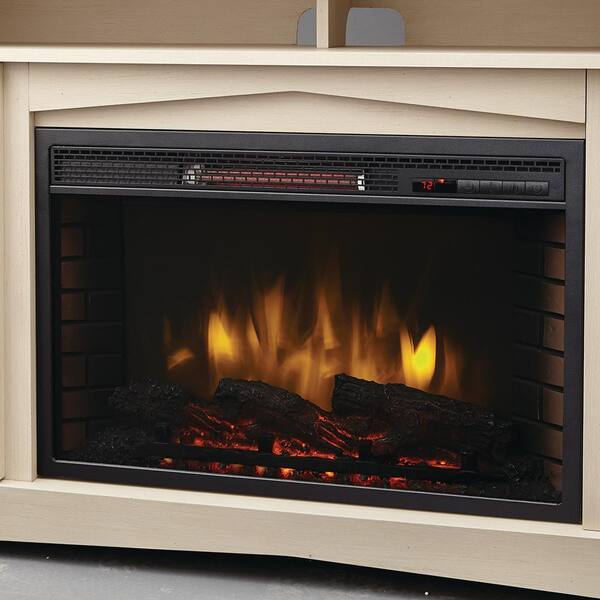 Home Decorators Collection - Avondale Grove 59 in. TV Stand Infrared Electric Fireplace in Aged White