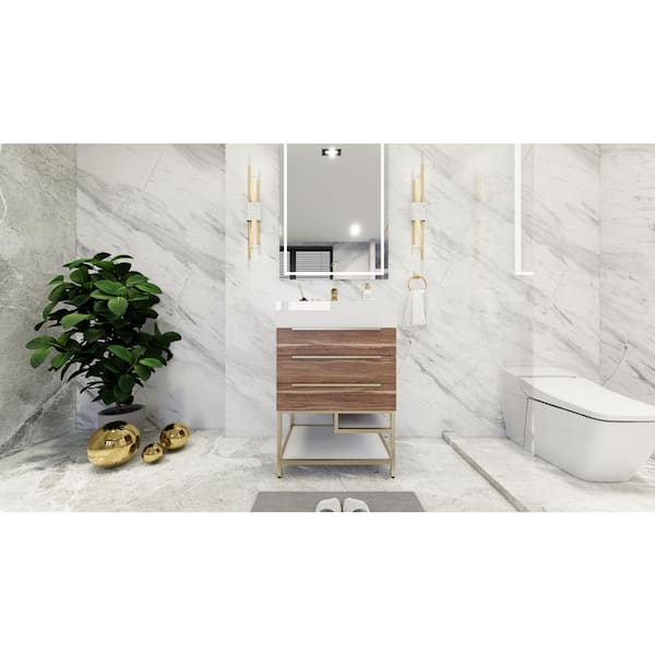 BV Better Vanity Bethany 24 in. W x 20 in. D x 36 in. H Single Sink Freestanding Bath Vanity in White Oak with White Acrylic Top