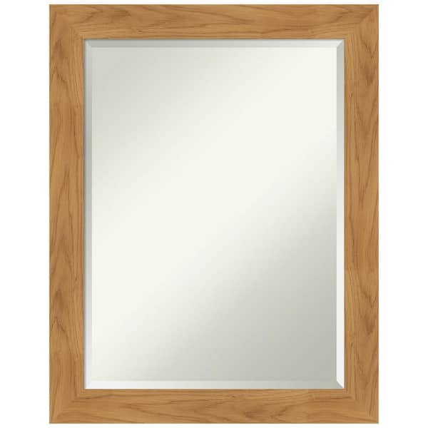 Amanti Art Carlisle Blonde 22 in. W x 28 in. H Wood Framed Beveled Wall Mirror in Unfinished Wood
