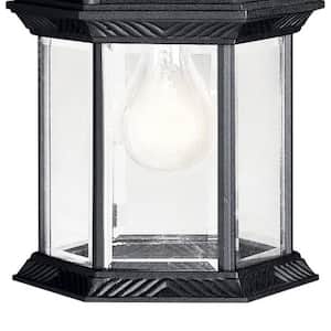 Barrie 1-Light Black Integrated LED Outdoor Porch Hanging Pendant Light with Clear Beveled Glass (1-Pack)