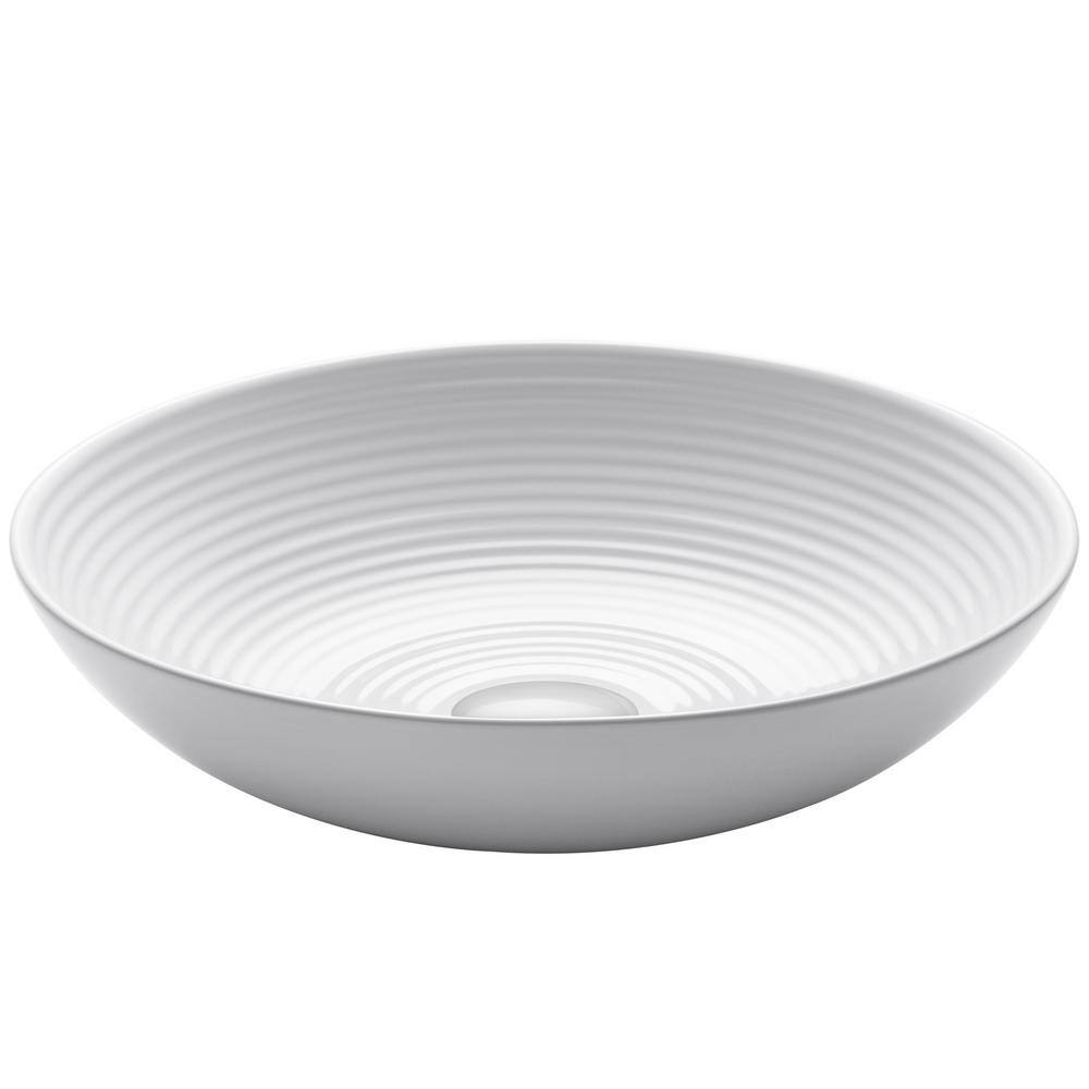 Viva Round White Ceramic Vessel Bathroom Sink, 16 1/2 in.