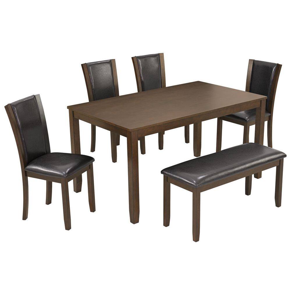 6-Piece Rubber Wood Outdoor Conversation Patio Furniture Set with Brown Cushions price history on PriceWatchPro