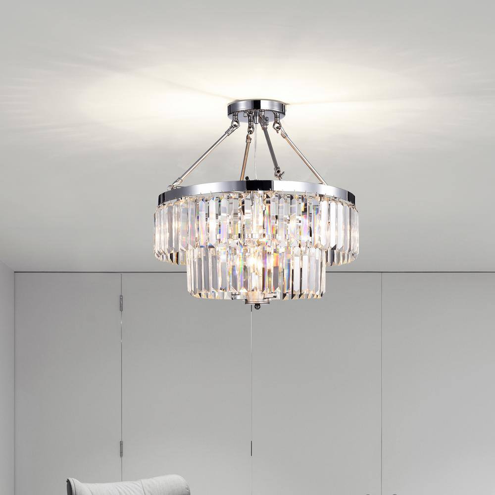 Alytus 20" Chrome and Glass 9-Light Semi Flush Mount