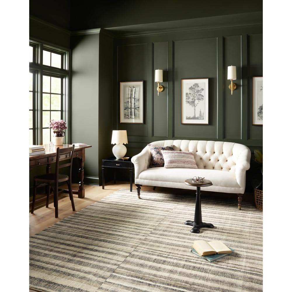 Humphrey Modern Plaid Runner Rug in Natural and Moss - 2'3" x 11'6"