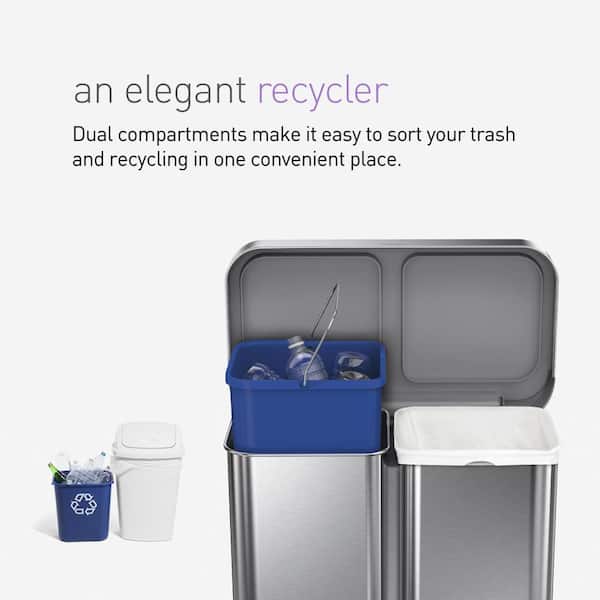 simplehuman 58L Dual Compartment Kitchen Trash Can Recycler