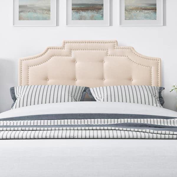 CorLiving Aspen Cream Crown Silhouette Queen Headboard with Button