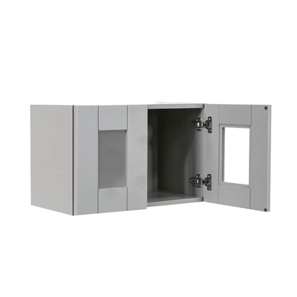 LIFEART CABINETRY Anchester Assembled 30x18x12 in. Wall Mullion Door Cabinet with 2 Doors in Light Gray