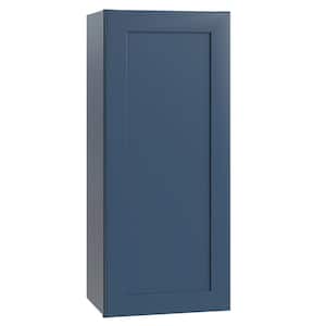 Newport Blue Painted Plywood Shaker Assembled Wall Kitchen Cabinet Soft Close 18 in W x 12 in D x 36 in H