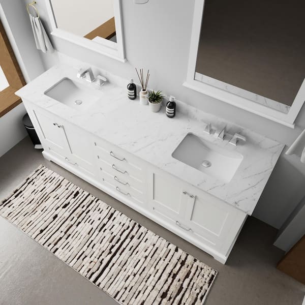 Dukes 80 in. W x 22 in. D White Double Bath Vanity without Top