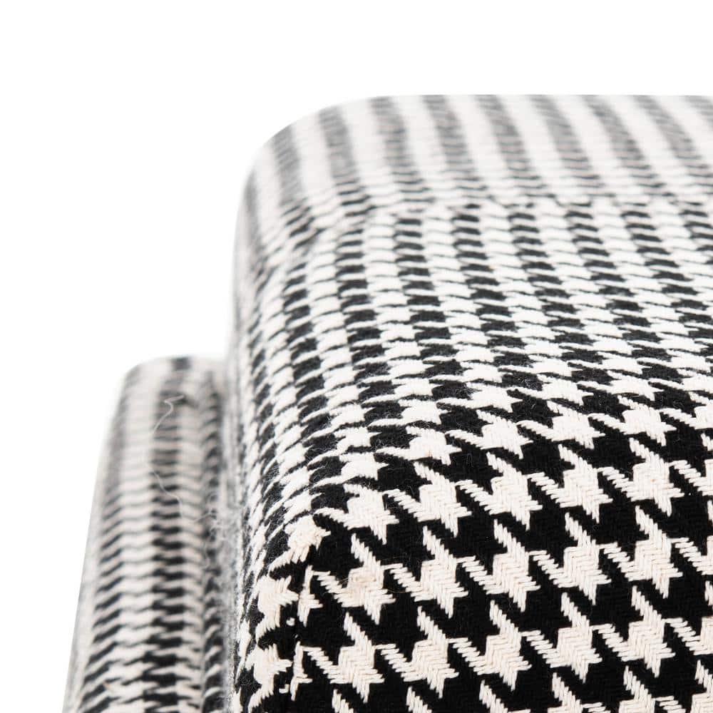Transitional Harrison Black & White Birchwood Tray Ottoman