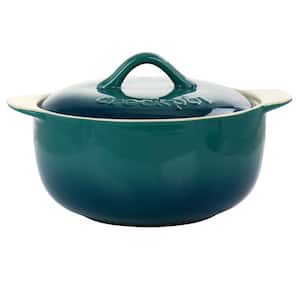 Artisan 2.3 qt. Gradient Teal Round Stoneware Casserole with Lid