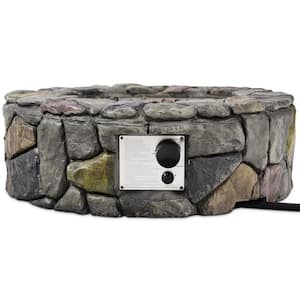 28 in. Outdoor Stainless Steel 40,000 BTUs Propane Gas Stone Finish Fire Pit Lava Rocks Cover Grey