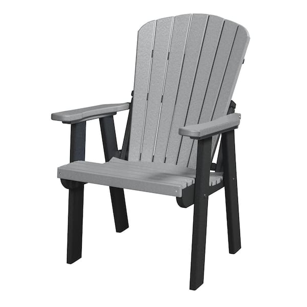 American Furniture Classics Adirondack Light Gray and Black Fan Back Composite Adirondack Chair