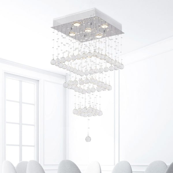 Square 5 Light Flush Mount With Chrome Finish