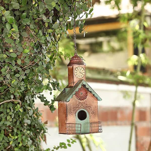 EVEAGE 22.44 in. Bird Houses for Outside Hanging Metal Church Birdhouses