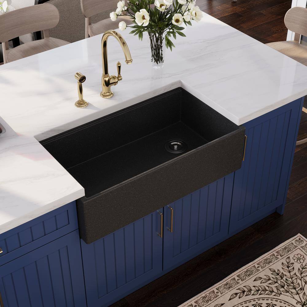 33" Dark Brown Stainless Steel Farmhouse Drop-In Kitchen Sink