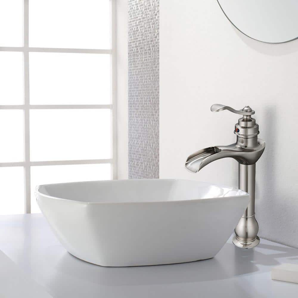 Brushed Nickel Single Handle Waterfall Vessel Sink Faucet
