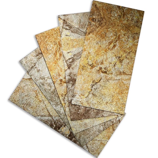 Yipscazo Subway Collection Rock Stone Brown 8 In X 4 In Pvc Peel And Stick Tile 45 Sq Ft 5574