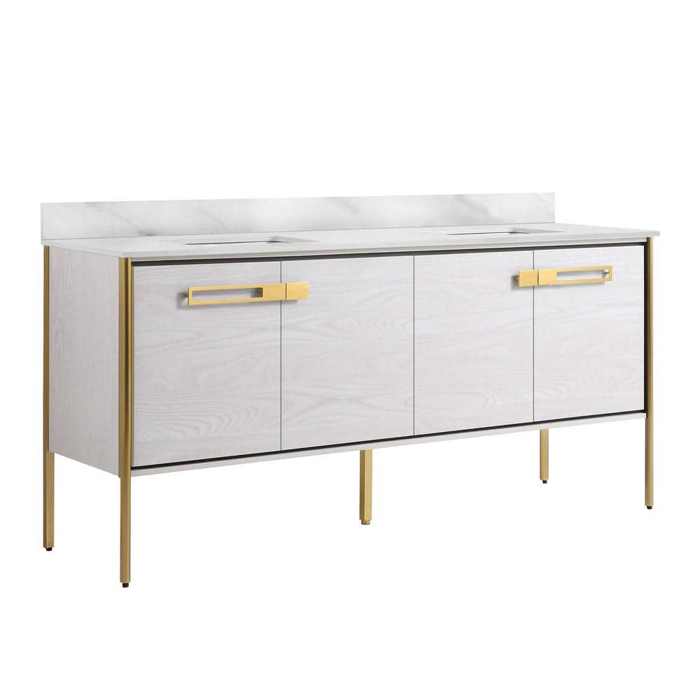 Oakville 72 in. W x 20.5 in. D x 33.5 in. H Bath Vanity in Mild Grey Oak with White Ceramic Top price history on PriceWatchPro
