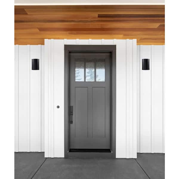 Cali 1-Light Small Black Cylinder Outdoor Wall Light Fixture