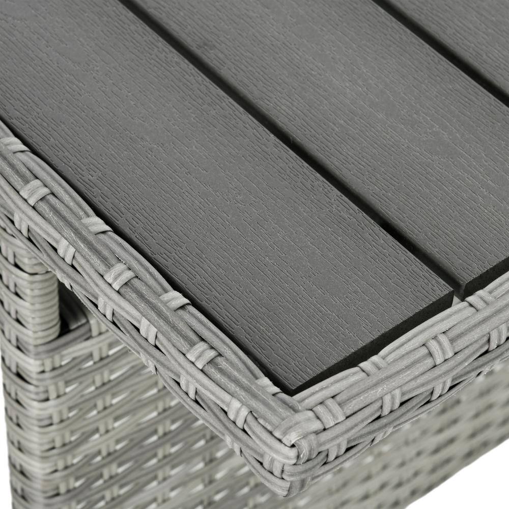 Outsunny 7-Piece Gray Wicker Patio Set with Blue Cushions