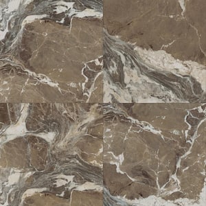 Signet Espresso Brown 47.24 in. x 47.24 in. Marble Look Satin Porcelain Floor and Wall Tile (30.98 sq. ft./Case)