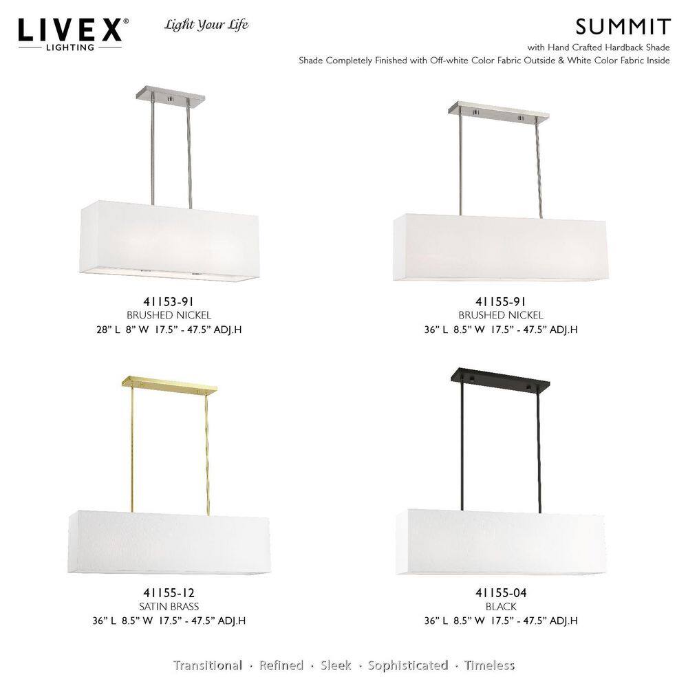 Summit Satin Brass 4-Light Linear Chandelier with Off-White Shade