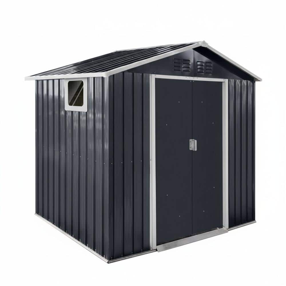 7x4.3ft Metal garden sheds outdoor storage sheds Coal Grey with window price history on PriceWatchPro