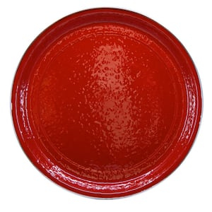 20 in. Solid Red Enamelware Round Serving Tray