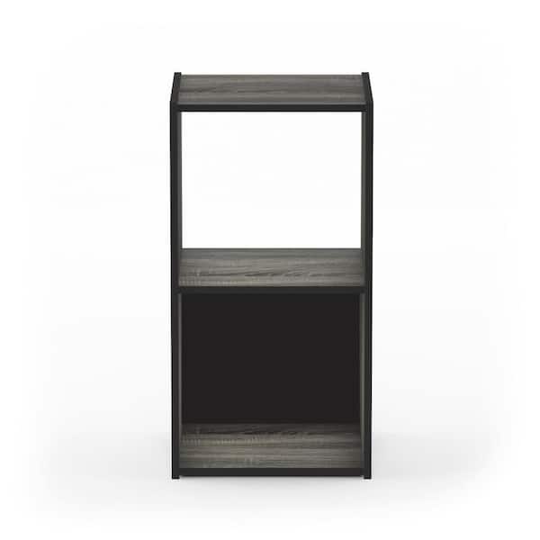 Pelli 24.17 in. French Oak Gray Wood 3-shelf Cube Bookcase with Open Back