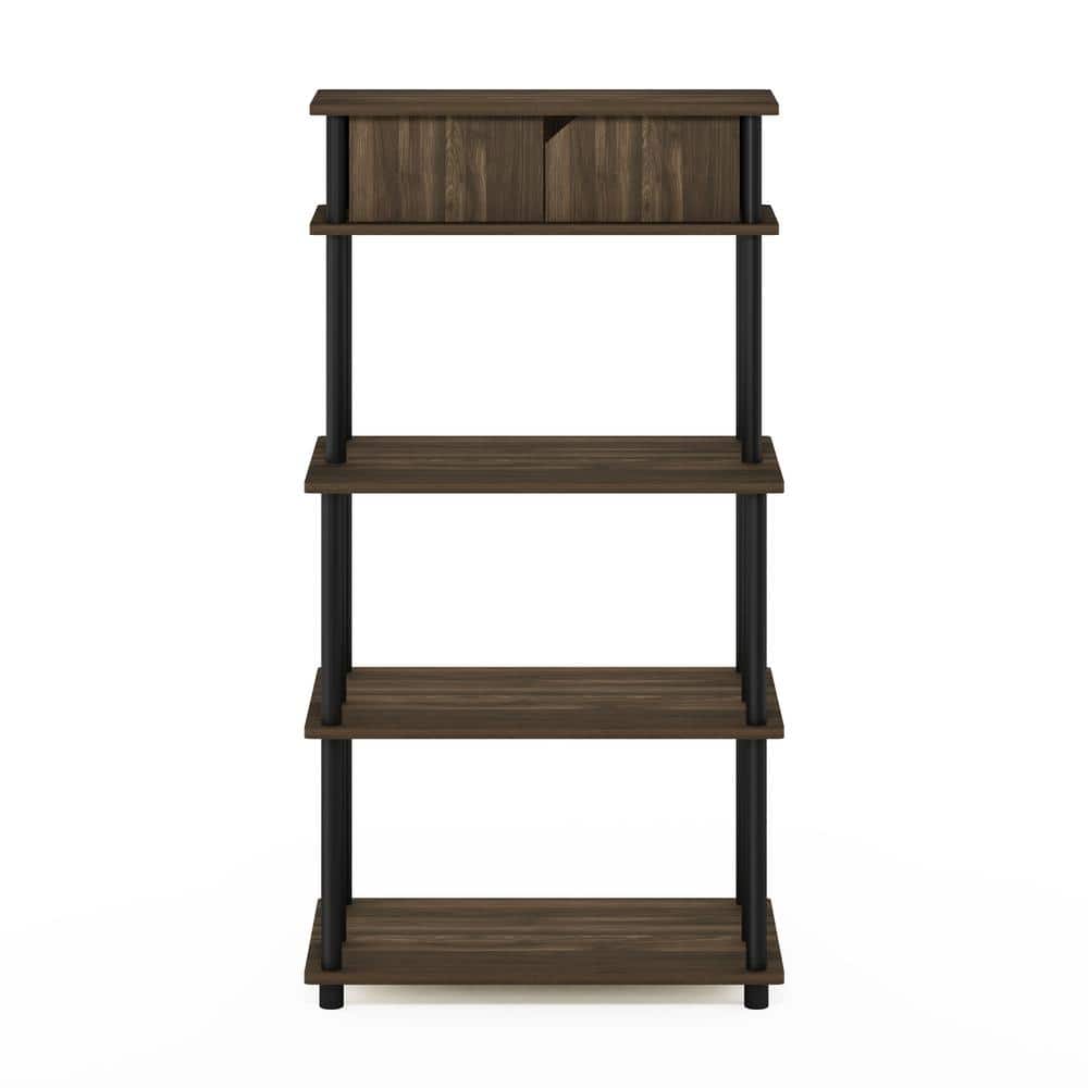 Columbia Walnut and Black PVC Freestanding 4-Shelf Storage Unit