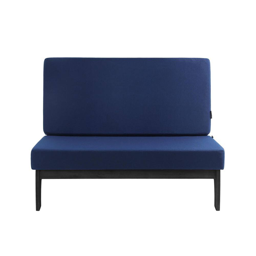 Black Solid Wood Frame Outdoor Loveseat Sofa with Removable Navy Cushions price history on PriceWatchPro