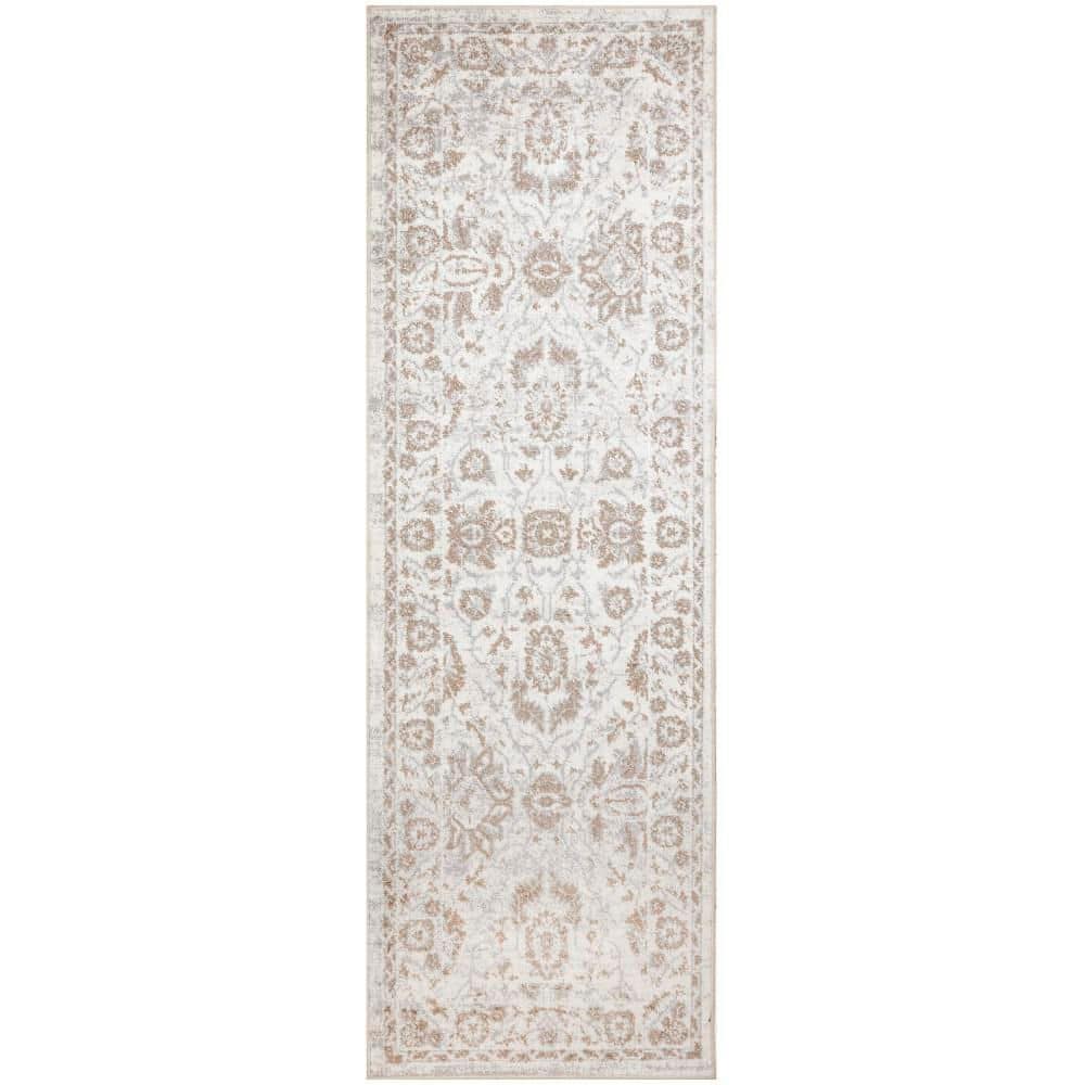 Astra Machine Washable Grey 2 ft. x 8 ft. Medallion Traditional Runner Area Rug price history on PriceWatchPro
