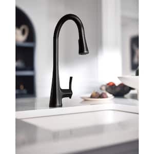 Sinema Single-Handle Smart Touchless Pull Down Sprayer Kitchen Faucet with Voice Control and Power Boost in Matte Black