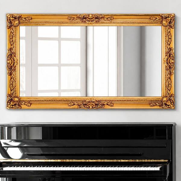ダークゴールドフレームのミラー CYIKE 25.5 in. W x 49.2 in. H Rectangular Framed Wall Mirror in