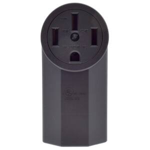 50 Amp 125/250V, NEMA 14-50R Surface Mount Power Outlet, Single Straight Blade Range & Dryer Outlet Grounding, Black