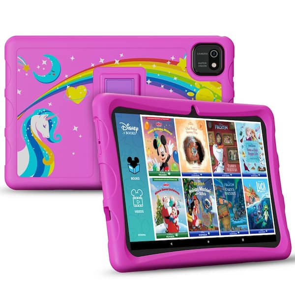 10 in. Kids Tablet Android 13, with 80 Disney E-books and Kid-Proof Case with Kickstand, Pink
