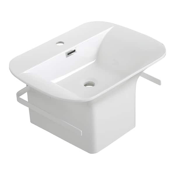 Streamline 23.6 in. W x 17.7 in. D x 13.8 in. H Vanity in Glossy White with Solid Surface Resin Top in White with White Basin