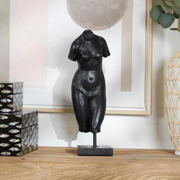 Litton Lane 5 in. x 14 in. Black Polystone Woman Sculpture 043761