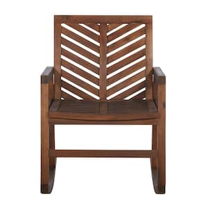 Dark Brown Chevron Outdoor Acacia Wood Rocking Chair