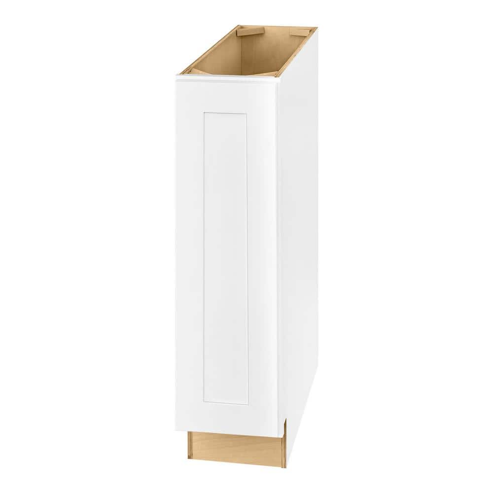 Hampton Bay Avondale Shaker Alpine White Quick Assemble Plywood 9 in. Base Kitchen Cabinet (9 in. W x 34.5 in. H x 24 in. D)