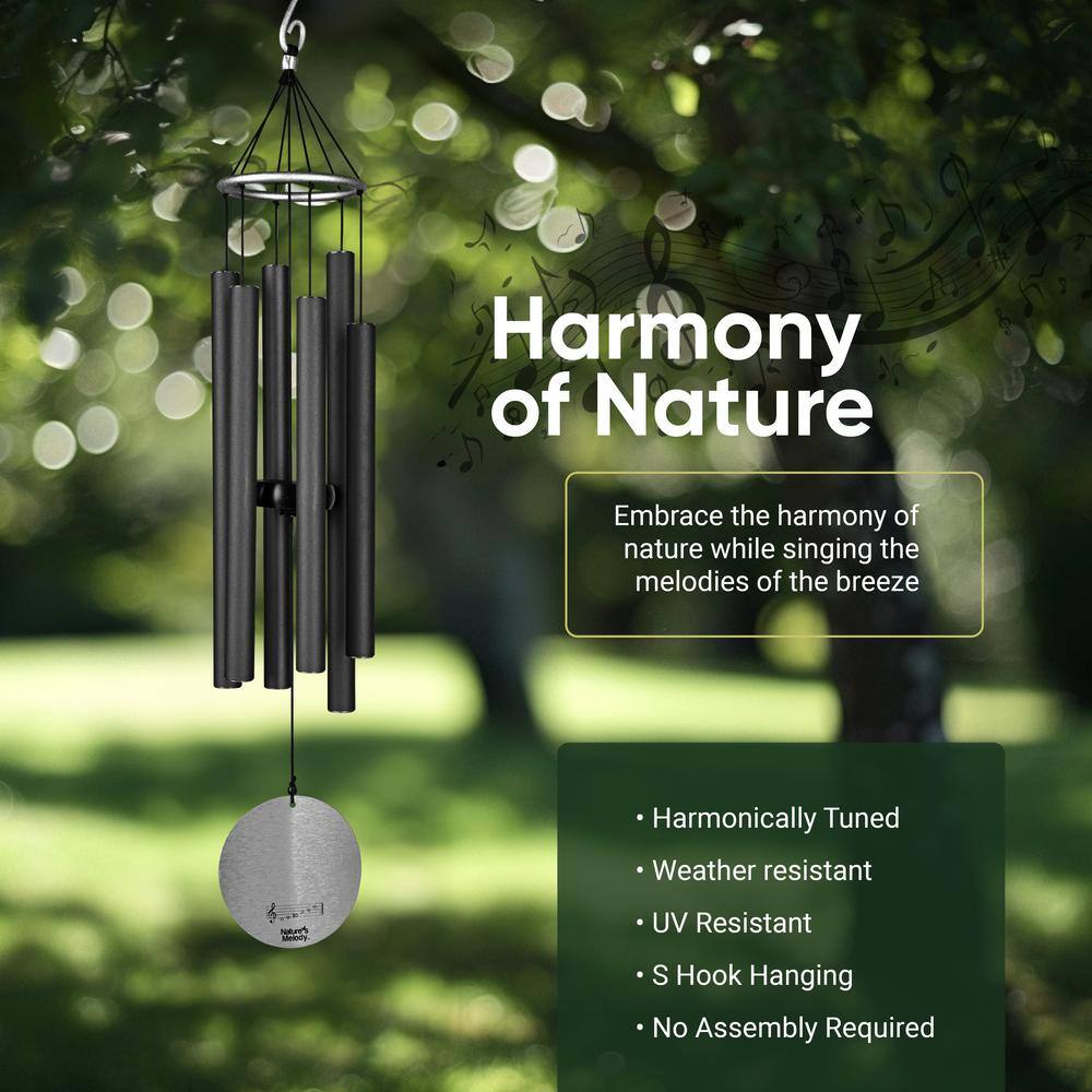Nature's Melody 28" Black Aluminum Outdoor Wind Chimes