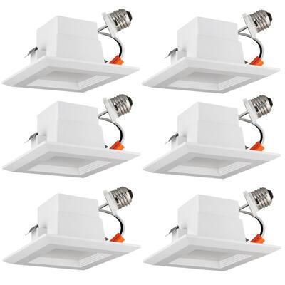 4 in. Housing Required 5000K Remodel Square Dimmable ENERGY STAR E26 Base Integrated LED Recessed Light Kit (6-Pack)