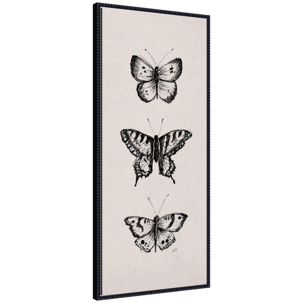 "Sylvie ""Butterfly Trio Panel"" by Valerie McKeehan of Lily and Val Butterflies Framed Canvas Art Print 40 in. x 18 in." price history on PriceWatchPro