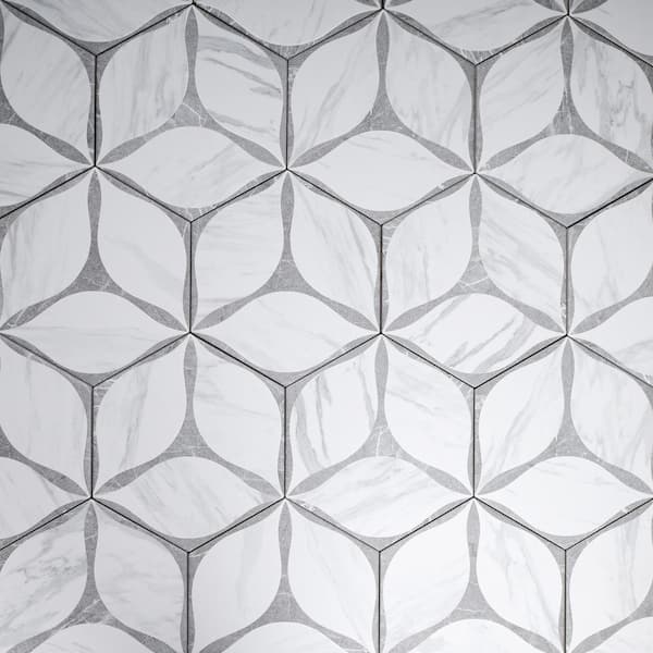 Corola Gray Hexagon 8.9 in. x 7.7 in. Matte Porcelain Tile Sample